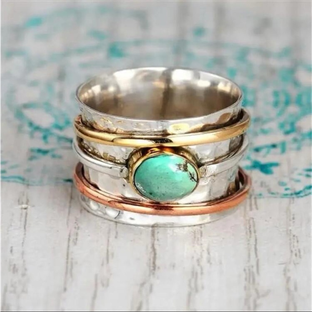 Anthropologie Vintage Boho Turquoise Ring size 8